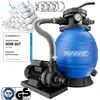 Image de MONZANA® Pompe filtre à sable 10,2 m³ auto-amorçante pour piscines jusqu’à 35 m³ boules 1kg vanne 7 voies raccord 2en1 Ø32-38mm système de filtration à sable