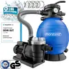 Image de MONZANA® Pompe filtre à sable 9,6 m³ auto-amorçante pour piscines jusqu’à 30 m³ boules 1kg vanne 7 voies raccord 2en1 Ø32-38mm système de filtration à sable