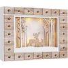 Image de Spielwerk® Calendrier de l'Avent en bois réutilisable 'Cerfs de Noël' 24 tiroirs à remplir LED Blanc chaud Effet 3D Déco Noël intérieur