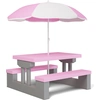 Image de Spielwerk® Salon de jardin pour enfants - Rose - Table Pique-nique avec banc et parasol - Idéal pour activités extérieures, goûter d'anniversaire, bac à sable, loisirs et jeux