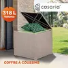 Image de CASARIA® Coffre de rangement en polyrotin 318 L beige avec couvercle 75x75x70cm Résistant aux intempéries Balcon