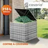 Image de Casaria Coffre de rangement 318 L avec couvercle 75x75x70cm idéal coussin polyrotin Résistant intempéries Revêtement imperméable Intérieur Balcon Gris