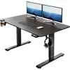 Image de Casaria Bureau réglable en hauteur électrique Noir 110cm bureau assis debout écran LCD support accessoires télétravail