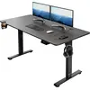 Image de Casaria Bureau réglable en hauteur électrique Noir 140cm bureau assis debout écran LCD support accessoires télétravail