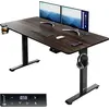 Image de Casaria Bureau réglable en hauteur électrique Beige 140cm bureau assis debout écran LCD support accessoires télétravail