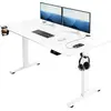 Image de Casaria Bureau réglable en hauteur électrique Blanc 140cm bureau assis debout écran LCD support accessoires télétravail