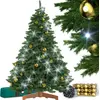 Image de CASARIA® Sapin de Noël artificiel Premium 150cm lot 54 boules de Noël or guirlande lumineuse LED 20m blanc-froid pied bois certifié FSC® arbre de Noël PE PVC
