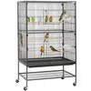 Image de Grande Volière Cage Oiseaux Sur Roulettes Canaries Perroquet Perruches Cacatoès Ara 2 Étages Avec Support 79 X 52 X 132 Cm - Yaheetech