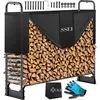 Image de KESSER® Étagère à bois de cheminée en métal Étagère à bois de chauffage extérieure Cadre en acier + couverture & gants Abri à bois de cheminée 200kg Stockage de bois étanche Aide à l'empilage de bois pour jardin terrasse