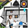 Image de Lot de 2 cages de football KESSER® | Superbe cadeau de football pour les enfants, pour l'intérieur et l'extérieur : antidérapantes - Accessoires d'entraînement inclus : cônes, cible, sac de sport, pompe à ballon