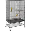 Image de Cage à oiseaux PawHut « Vogelbauer » avec perchoirs, cage à oiseaux avec étagère et roulettes en acier