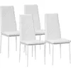 Image de HOMCOM : lot de 4 chaises de salle à manger, chaises de cuisine rembourrées, blanc
