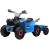 Image de Quad électrique pour enfants HOMCOM, voiture électrique 6 V avec remorque en métal, bleu