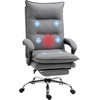 Image de Chaise de bureau Vinsetto Massage, chaise de bureau avec fonction bascule, 114-121,5 cm Chaise pivotante réglable en hauteur avec fonction chauffage, chaise d'ordinateur avec repose-pieds, fonction chaise longue, microfibre, gris