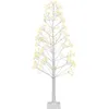 Image de BELIANI Outdoor Sapin de Noël blanc avec lumières LED Branches 180 cm pour jardin extérieur Indoor Décoration de Noël