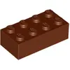 Image de 1x LEGO brique 2x4, rouge-brun