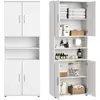 Image de Armoire de salle de bain Armoire de salle de bain avec 6 compartiments, rangement de salle de bain, armoire polyvalente pour salle de bain, cave & buanderie | 70x35x187 cm (lxpxh) | Blanc