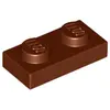Image de Lego® 50x 1x2 plaques 3023 - Plate Rotbraun - Reddish Brown