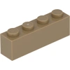 Image de Lego® 50 pièces 3010 Brick 1x4 Part Basic Bricks 50 Beige foncé