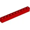 Image de Lego® 10 pièces 6111 Brick 1x10 Part Basic bricks 10 Red