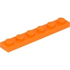 Image de Lego® 1x6 plaque 3666 - 10 pièces orange