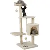 Image de lionto Arbre à chat pour chats, hauteur 112 cm, avec grotte, corde en sisal, boules en peluche & support mural, arbre à grimper compact, beige