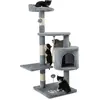 Image de lionto Arbre à chat pour chats, hauteur 112 cm, avec grotte, corde en sisal, boules en peluche & support mural, arbre à grimper compact, gris clair