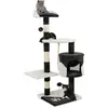 Image de lionto Arbre à chat pour chats, hauteur 112 cm, avec grotte, corde en sisal, boules en peluche & support mural, arbre à grimper compact, noir/blanc