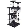 Image de lionto Arbre à chat, grand arbre à chat & à jeux de 130 cm avec 2 grottes, escalier, 3 surfaces de repos & troncs en sisal, gris/blanc