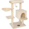 Image de lionto Arbre à chat 93 cm avec grotte, bac de repos, balle de jeu & troncs en sisal, arbre à chat compact, beige