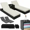 Image de Lot De 2 Bains De Soleil Luxueux Tectake Duo Design - Cadre En Aluminium - Noir
