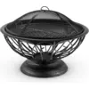 Image de Braséro de jardin - Blumfeldt Tulip - Foyer de terrasse - Grille barbecue Ø60cm - Pare-étincelles - Charbon ou bois - Acier noir