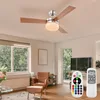 Image de Etc-shop - Rvb Led Ventilateur De Plafond Lumière Dimmable Télécommande Changeur De Couleur Lames De Lampe Hêtre / Argent