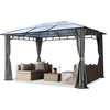 Image de TOOLPORT Tonnelle de jardin 3x4 m structure aluminium - toit polycarbonate env. 8 mm - pavillon gris