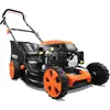 Image de FUXTEC Tondeuse à gazon à essence 3 en 1 FX-RM4646ECO 3,5 CV / 2,6kW | Largeur de coupe 46cm & 7 positions de réglage de la hauteur de coupe 25-75mm| Tondeuse 4 temps - Avec bac de ramassage de 50L, fonction mulching & raccord de nettoyage