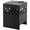 Image de Beliani - Braséro De Jardin En Acier En Forme De Cube 40 X 40 X 53 Cm Avec Tisonnier Et Au Design Moderne Et Chic