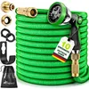 Image de Tresko Tuyau D'Arrosage Flexible Et Extensible Pour Jardin Extensible De 15m Avec 3 Embouts En Latex Tuyau D'Arrosage Rétractable Vert
