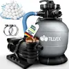 Image de tillvex Système de filtration à sable pour piscine 10 m³/h incl. 800g de boules de filtration grises | Système de filtration vanne 7 voies & adaptateur 2en1 Ø32mm - 38mm | Filtre de piscine avec indicateur de pression | Filtre à sable pour piscine