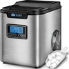 Image de tillvex Machine à glaçons acier inoxydable argent 12 kg - 24 h | Machine à glaçons avec minuterie et réservoir d'eau de 2,2 litres | Ice-Maker écran LCD & fonction autonettoyante | 3 tailles de glaçons