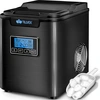 Image de tillvex Machine à glaçons acier inoxydable noir 12 kg - 24 h | Machine à glaçons avec minuterie et réservoir d'eau de 2,2 litres | Ice-Maker écran LCD & fonction autonettoyante | 3 tailles de glaçons