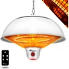 Image de TRESKO Chauffage radiant infrarouge de plafond blanc 1500W avec télécommande & éclairage LED | Chauffage radiant électrique avec 3 niveaux de chauffage | Chauffage radiant de terrasse intérieur & extérieur | Chauffage radiant infrarouge plafond terrasse type 2