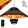 Image de TRESKO Chauffage radiant de plafond 1200W Bronze avec télécommande & éclairage LED | Chauffage radiant infrarouge électrique avec 3 niveaux de chauffage | Chauffage radiant de terrasse intérieur & extérieur | Chauffage radiant infrarouge plafond terrasse type 3