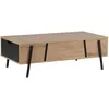 Image de Beliani   Table Basse Rectangulaire En Bois Clair Avec Pieds En Métal Noir   Plateau Amovible   Espace De Rangement   Style Industriel Moderne