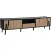 Image de Beliani - Meuble Tv Au Design Industriel Et Minimaliste Avec Structure En Métal Noir 2 Portes D'Un Tiroir Effet Bois Clair Pour Salon Ou Chambre