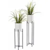 Image de Support Pour Pots De Fleurs, Lot De 2, Pots Inclus - Couleur : Blanc