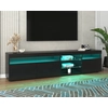 Image de Merax Armoire TV haute brillance Lowboard avec étagère et éclairage LED incl. télécommande, Buffet TV en bois Debout Table TV, 180x35x45cm,Noir