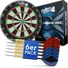 Image de Cible de fléchettes DartPro avec 6 fléchettes - cible professionnelle en sisal de haute qualité