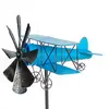 Image de DanDiBo Fiche de jardin métal avion XL 160 cm biplan bleu 96099 Carillon éolien Moulin à vent résistant aux intempéries Décoration de jardin Barre de jardin Fiche de sol