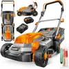 Image de Tondeuse à gazon sans fil MASKO® ECO-X10 avec 1 ou 2 batteries Li-Ion de 4 Ah et double chargeur   Coupe-bordures, réglage de la hauteur de coupe de 25 à 75 mm, largeur de coupe de 33/37/43 cm, gants et brosse inclus