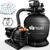Image de tillvex Système de filtration à sable pour piscine 10 m³/h incl. 800g de boules de filtration noires | Système de filtration vanne 7 voies & adaptateur 2en1 Ø32mm - 38mm | Filtre de piscine avec indicateur de pression | Filtre à sable pour piscine